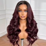 【Flash Sale】4x4/13x4 Transparent Lace Front 250% Density Ombre Burgundy Color Wig - Body Wave Wavy