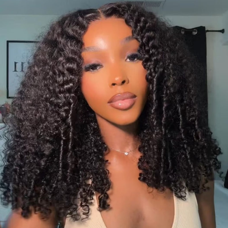 【Flash Sale】4x4/13x4 Transparent Lace Front Pre-plucked Hairline 250% Density Wig - Curly with Finger-Coil Ends