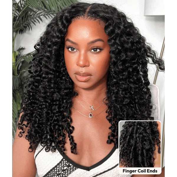 【Flash Sale】4x4/13x4 Transparent Lace Front Pre-plucked Hairline 250% Density Wig - Curly with Finger-Coil Ends
