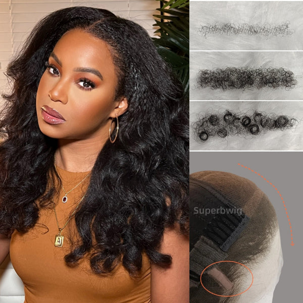 Bye~Bye~KNOTS HD Lace 13x6 Fitted Cap Ear Tap Wig - Yaki Wave with Curly/4c/New Born Edge