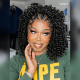 13x6 HD Lace Frontal Braided Human Hair Wig - Curly/ Water Wave