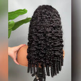 【3 IN 1 Half Wig】 Flip Over Half Wig with Drawcord Wear & Go Glueless Wig - Burmese Curly with Spiral Curl Ends