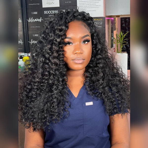 【3 IN 1 Half Wig】 Flip Over Half Wig with Drawcord Wear & Go Glueless Wig - Burmese Curly