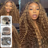 【Upgraded】PreCut 4-Line Invisible Strap 360 HD Lace Highlight Color Wig - Deep Wave
