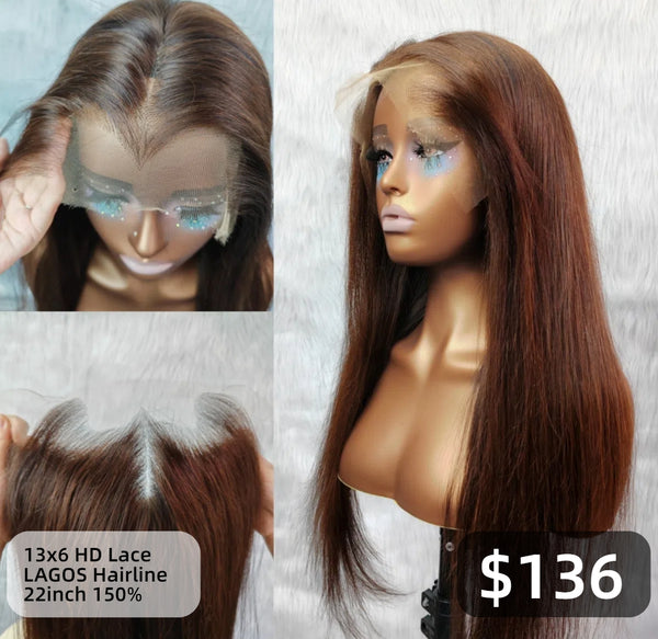 【Solo-Piece】13x6 HD Lace LAGOS Hairline 22inch 150%Wig - Straight
