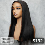 【Solo-Piece】"BYEBYE KNOTS" 13x6 Full Frontal HD Lace Upgraded Preplucked 14inch 130%Wig - Light Yaki Straight