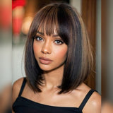 [50% OFF]HALF PRICE /// 4x4 / 5x5 Transparent Lace Highlight Color BOB with Bang Wig - Straight