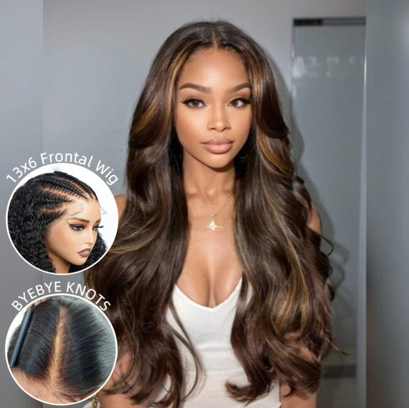 Bye~Bye~KNOTS HD Lace 13x6 Frontal Upgraded Hairline Highlight Color Wig - Body Wave Wavy