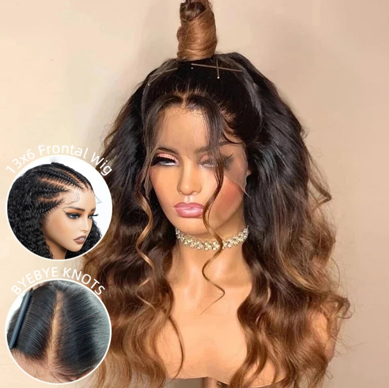 Bye~Bye~KNOTS HD Lace 13x6 Frontal Upgraded Hairline Ombre Color Wig - Body Wave Wavy