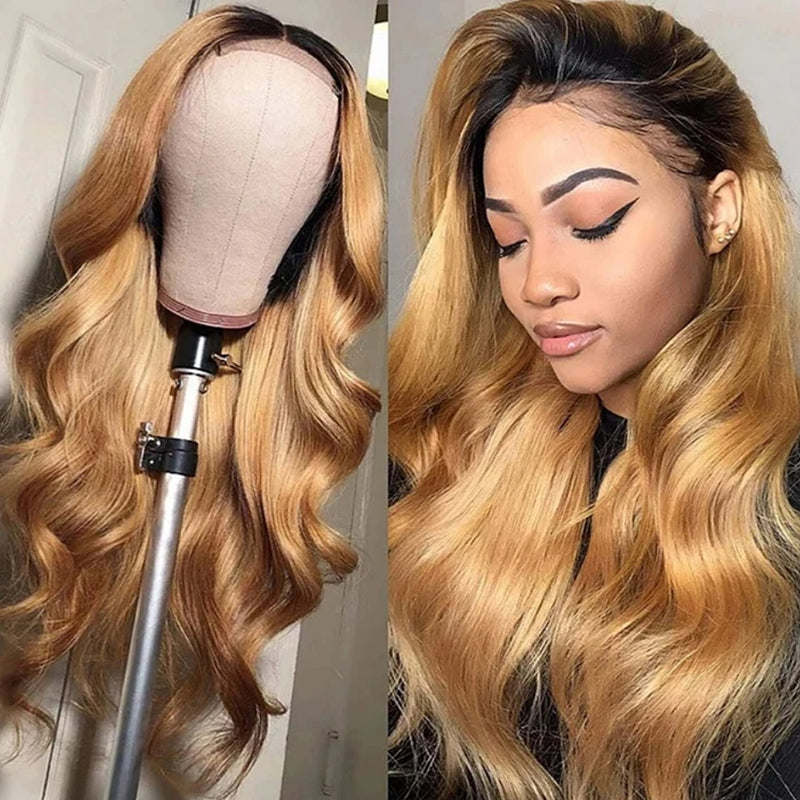 360 Transparent Lace Preplucked Hairline Ombre Blonde Color Wig - Body Wave Wavy