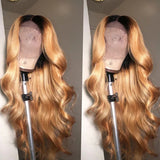 360 Transparent Lace Preplucked Hairline Ombre Blonde Color Wig - Body Wave Wavy
