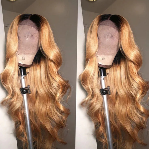 360 Transparent Lace Preplucked Hairline Ombre Blonde Color Wig - Body Wave Wavy