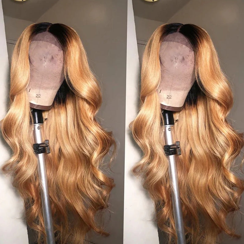360 Transparent Lace Preplucked Hairline Ombre Blonde Color Wig - Body Wave Wavy
