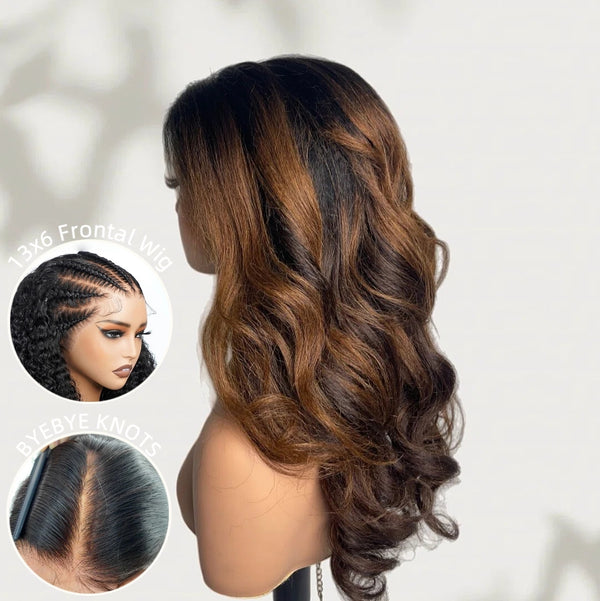 Bye~Bye~KNOTS HD Lace 13x6 Frontal Upgraded Hairline Highlight Color Wig - Yaki Wave