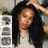 【Upgraded】PreCut 4-Line Invisible Strap 360 HD Lace Wig - Deep Curly