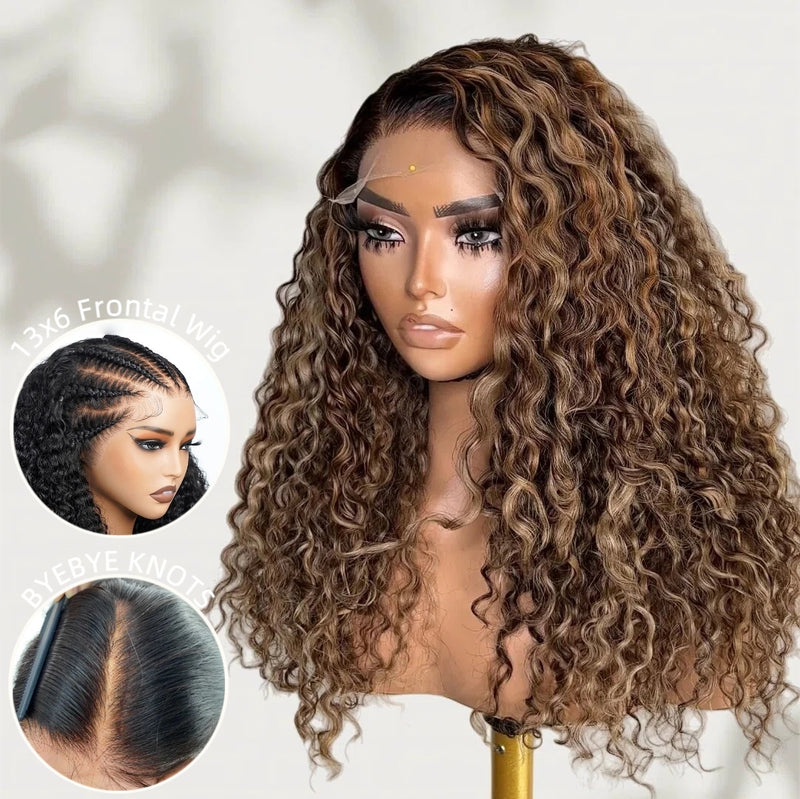 Bye~Bye~KNOTS HD Lace 13x6 Frontal Upgraded Hairline Highlight Color Wig - Deep Curly