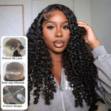【Upgraded】PreCut 4-Line Invisible Strap 360 HD Lace Wig - Burmese Curly with Spiral Curl Ends