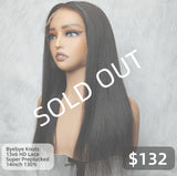 【Solo-Piece】"BYEBYE KNOTS" 13x6 Full Frontal HD Lace Upgraded Preplucked 14inch 130%Wig - Light Yaki Straight