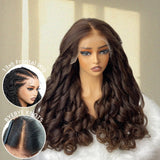Bye~Bye~KNOTS HD Lace 13x6 Frontal Upgraded Hairline Brown Color Wig - Yaki Wave