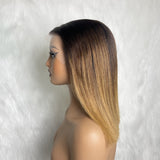 "3D DOME CAP" 9x6 HD Lace Upgraded Hairline C-shape Ear Ombre Color Wig with Drawstring - Straight Bob