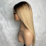 HD Lace 13x6 Fitted Cap Ear Tap Ombre Color Wig - Straight