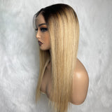 HD Lace 13x6 Fitted Cap Ear Tap Ombre Color Wig - Straight