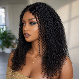 WHOLE LACE NO MESH TRANSPARENT LACE HUMAN HAIR WIG WITH Invisible Strap - Kinky Curly