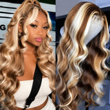 13x6 Transparent Lace Front Pre-plucked Hairline Highlight Blonde Color Human Hair Wig -  Body Wave/Straight