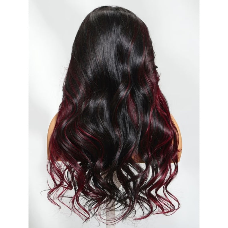 【Flash Sale】4x4/13x4 Transparent Lace Front 250% Density Highlight Burgundy Color Wig - Body Wave Wavy
