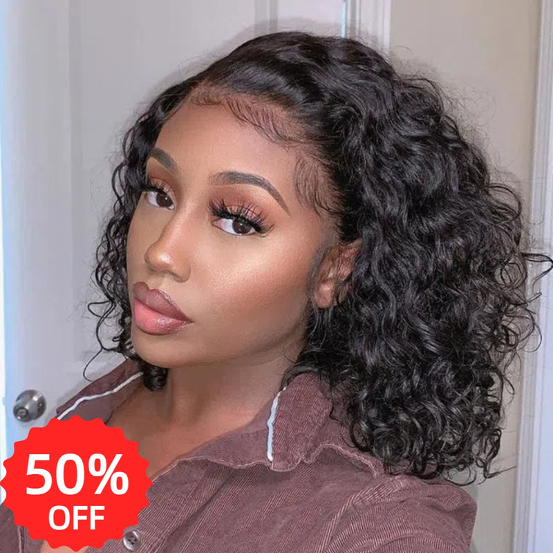 [50% OFF]HALF PRICE /// 13x4 Transparent Lace Front Human Hair Wig - Loose Wave Bob