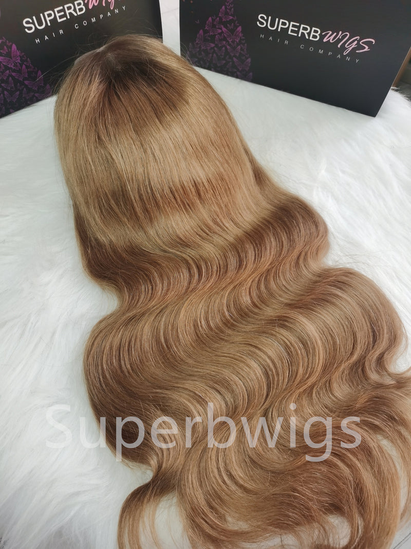 13x4/13x6 Transparent Lace Front Pre-plucked Hairline Ombre Color Human Hair Wig - Wavy