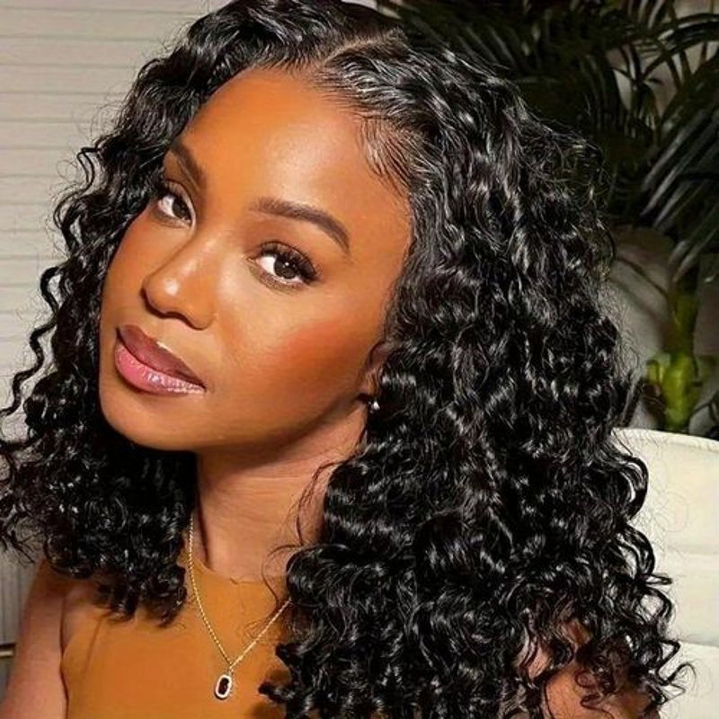 【Flash Sale】4x4/13x4 Transparent Lace Front Pre-plucked Hairline 250% Density Bob Wig - Water Wave