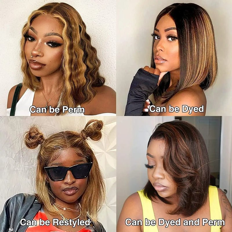 Highlight Blonde Bob Silky Straight 13x4/13X6 Lace Front Wig