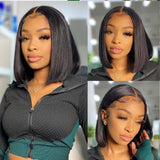 Short Straight Bob Wig 4X4 Lace Closure Human Hair Wigs