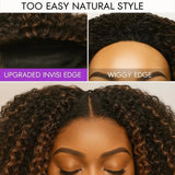 【3 IN 1 Half Wig】 Flip Over Half Wig with Drawcord Wear & Go Glueless Highlight Wig - Bouncy Deep Wave