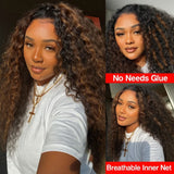 【3 IN 1 Half Wig】 Flip Over Half Wig with Drawcord Wear & Go Glueless Highlight Wig - Bouncy Deep Wave