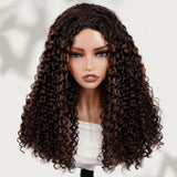 【3 IN 1 Half Wig】 Flip Over Half Wig with Drawcord Wear & Go Glueless Highlight Color Wig - Water Wave