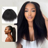 【3 IN 1 Half Wig】 Flip Over Half Wig with Drawcord Wear & Go Glueless Wig - Kinky Straight