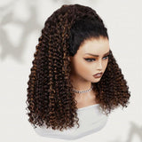 【3 IN 1 Half Wig】 Flip Over Half Wig with Drawcord Wear & Go Glueless Highlight Color Wig - Water Wave