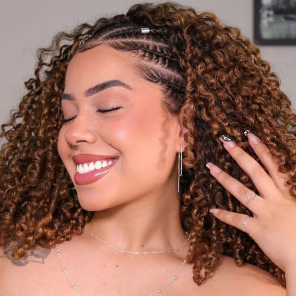 【3 IN 1 Half Wig】 Flip Over Half Wig with Drawcord Wear & Go Glueless Highlight Wig - Curly