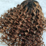 360 HD LACE FRONT Highlight Color WIG WITH Invisible Strap - Kinky Loose Wander Curl