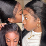 360 HD LACE FRONT WIG Invisible Strap - Staight / Body Wave with Curly Edge /4c Edge