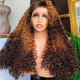 360 HD LACE FRONT WIG WITH Invisible Strap 250% Density Ombre Color - Curly