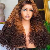 360 HD LACE FRONT WIG WITH Invisible Strap 250% Density Ombre Color - Curly