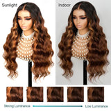 360 HD/Transparent Lace Front Black Ombre Brown Highlight Color Wig with Invisible Strap - Body Wave