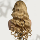 360 Transparent Lace Preplucked Hairline Brown Root Ombre Blonde Color Wig - Body Wave Wavy