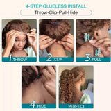 "370 Fitted Cap" HD LACE FRONT Brown WIG WITH Invisible Strap - Curly
