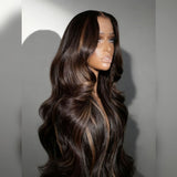 "370 Fitted Cap" HD LACE FRONT Highlight Color WIG WITH Invisible Strap - Body Wave Wavy