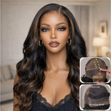 "370 Fitted Cap" HD LACE FRONT Highlight Color WIG WITH Invisible Strap - Body Wavy