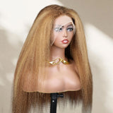 "370 Fitted Cap" HD LACE FRONT Higlight WIG WITH Invisible Strap - Kinky Straight
